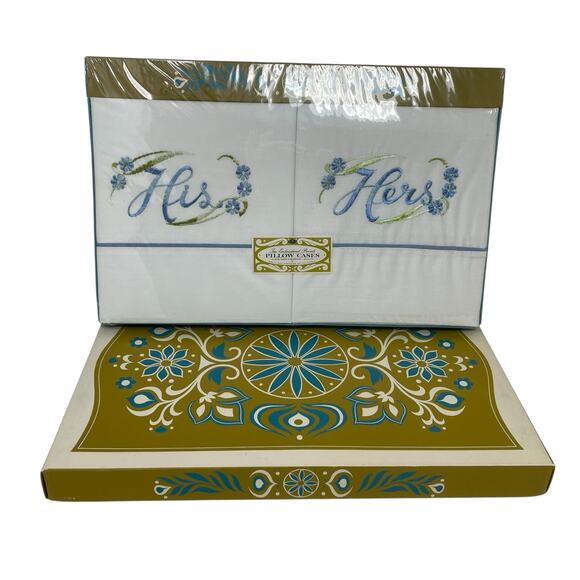 Barth and Dreyfus Vintage Embroidered Percale Pillowcases Original Gift Box - Picture 1 of 11